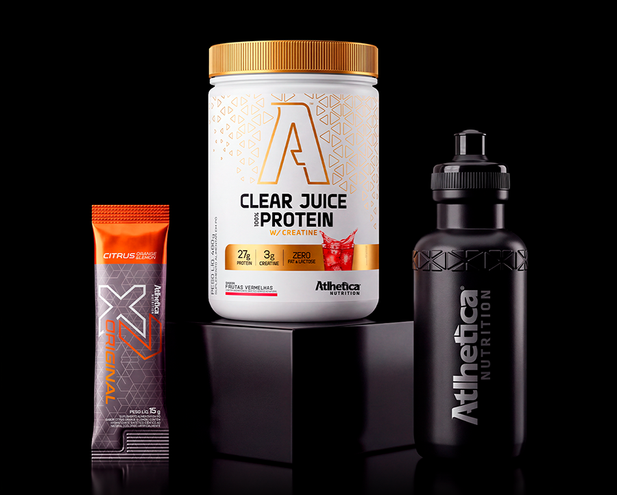 Combo: Clear Juice 100% Protein w/ Creatine, X7 Original Stick e squeeze Atlhetica Nutrition