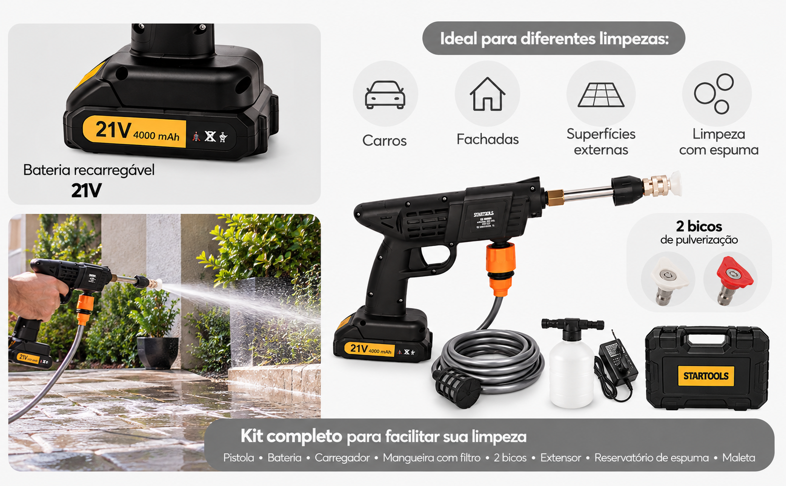 Acessórios da Lavadora de Alta Pressão Startools 21V