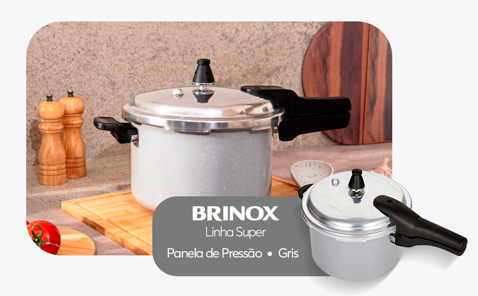 Panela de Pressão Brinox Ceramic Life Super 5,4 litros Gris